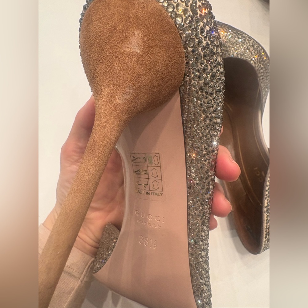 Gucci Silver Rhinestone Heels - Picture 6 of 10